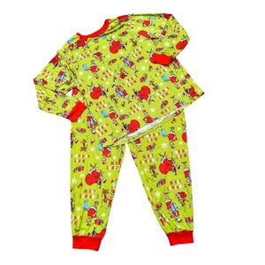 The Grinch Dr Seuss Mens Christmas Pajama Set Size 2X (50-52) Green Red Soft